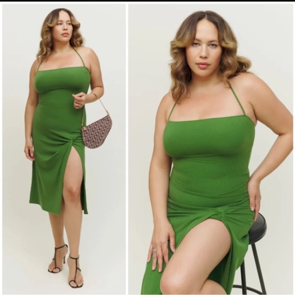 NWT Reformation Hilo Knit Dress Palm Green $148 Womens Small - Picture 2 of 12